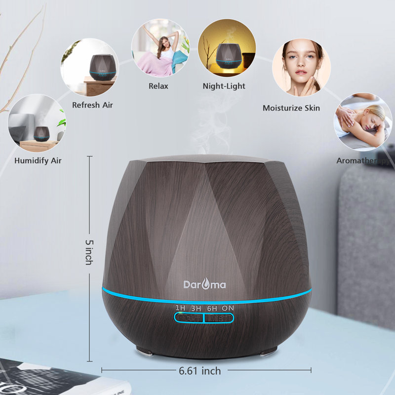Diffuseur d'huiles essentielles DAROMA 550 ML, Bois foncé