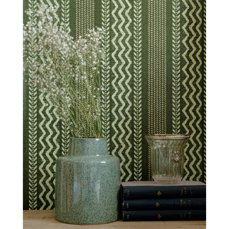 Tyrol Apres-Ski Home Striped Wallpaper Roll, Black/Fog White