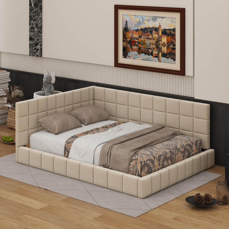 Lit de jour double rembourré, Beige