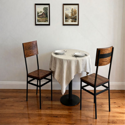 Ensemble de 2 chaises de salle à manger pour restaurant avec cadre et siège en métal en chêne rouge nord-américain