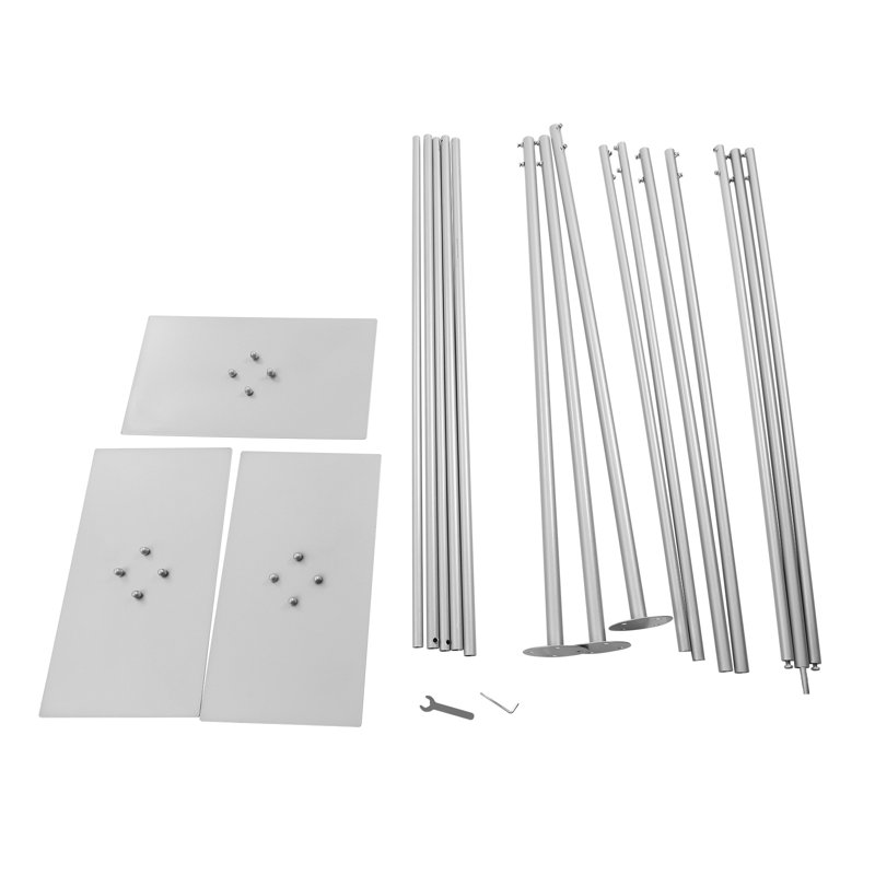 Ensemble de support pour fond de mariage 9,8 x 19,7 pi avec base en acier, Argent
