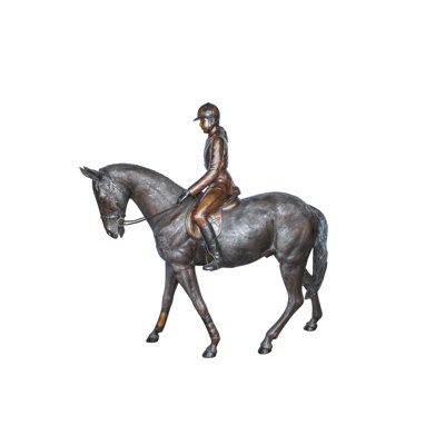 Life Size Bronze Horse and Rider Sculpture Equestrian Art 77" x 31" x 79"H