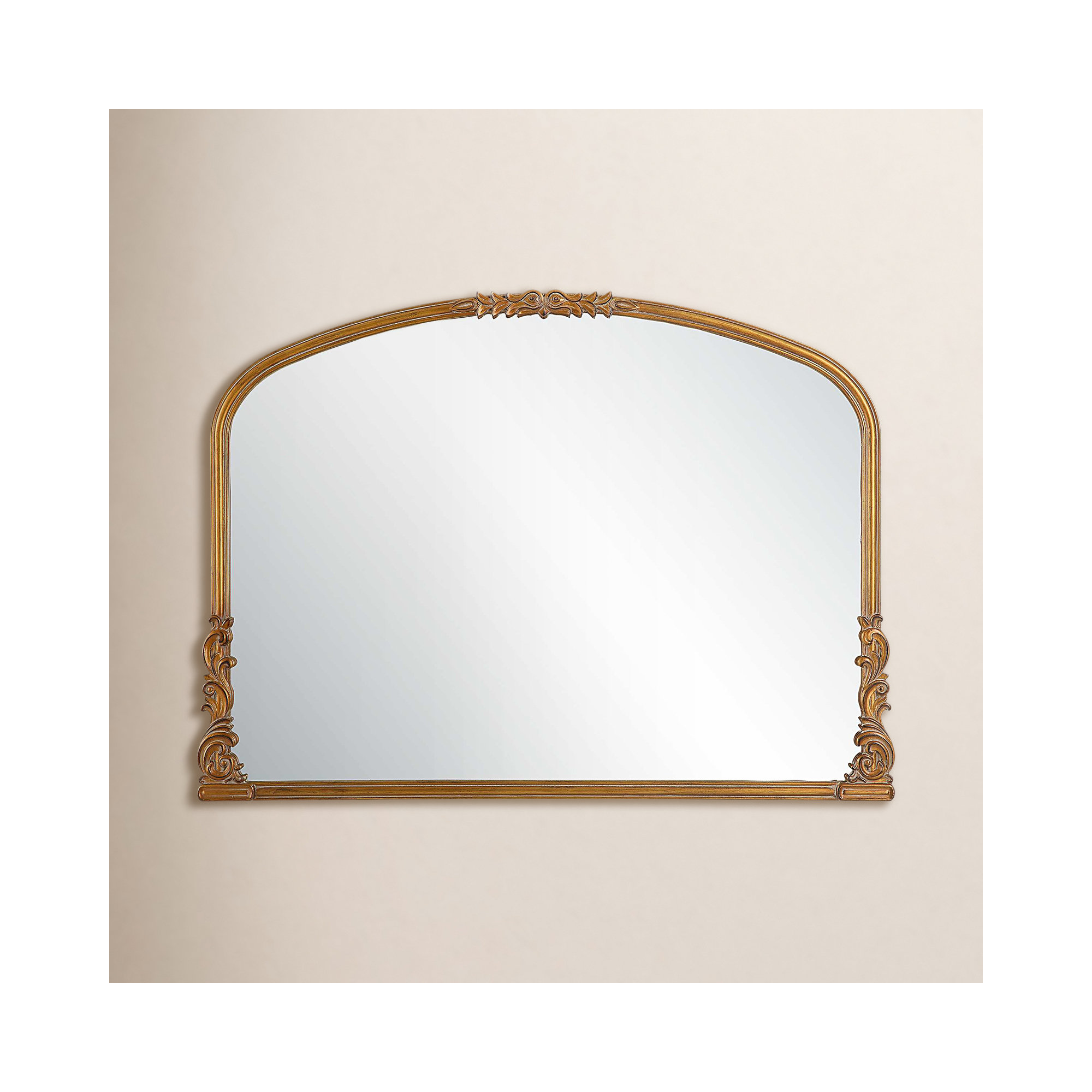 Keith Engineered Wood Wall Mirror, 28" H x 38" W, Antique Gold, Horizontal