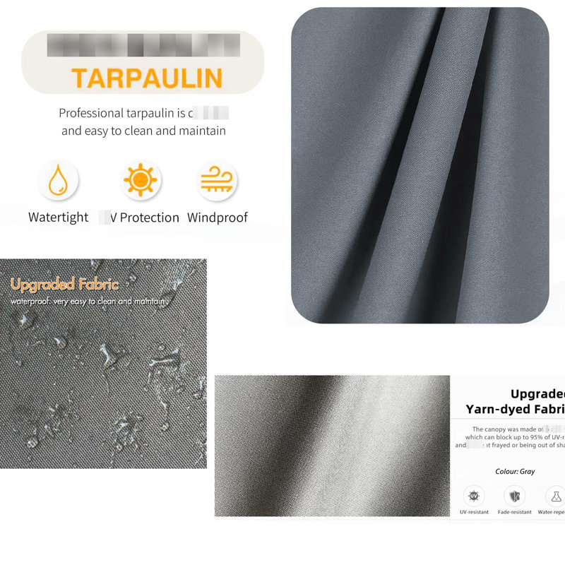 Auvent de remplacement pour pavillon de pergola 10 x 10 pi - bloquant, résistant aux intempéries, facile à assembler, résistant à l'extérieur gris, hydrofuge, installation simple,