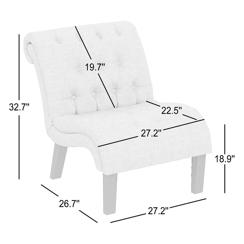 Merideth Linen Slipper Chair, Khaki Linen