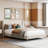 Queen Size Corduroy Platform Bed With Headboard-633384851