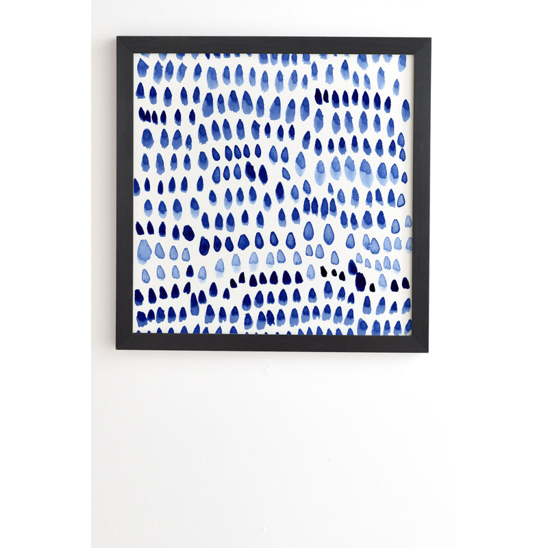 Iris Lehnhardt peint à pois bleus, H 20 po x l 20 po x P 3 po, Cadre brun, Pas de tapis