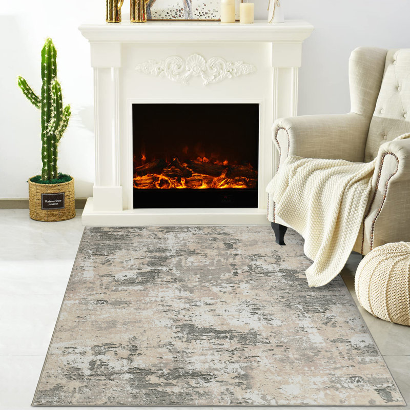 Rectangle Abstract Area Rug, Yellow, Rectangle 160 x 230 cm