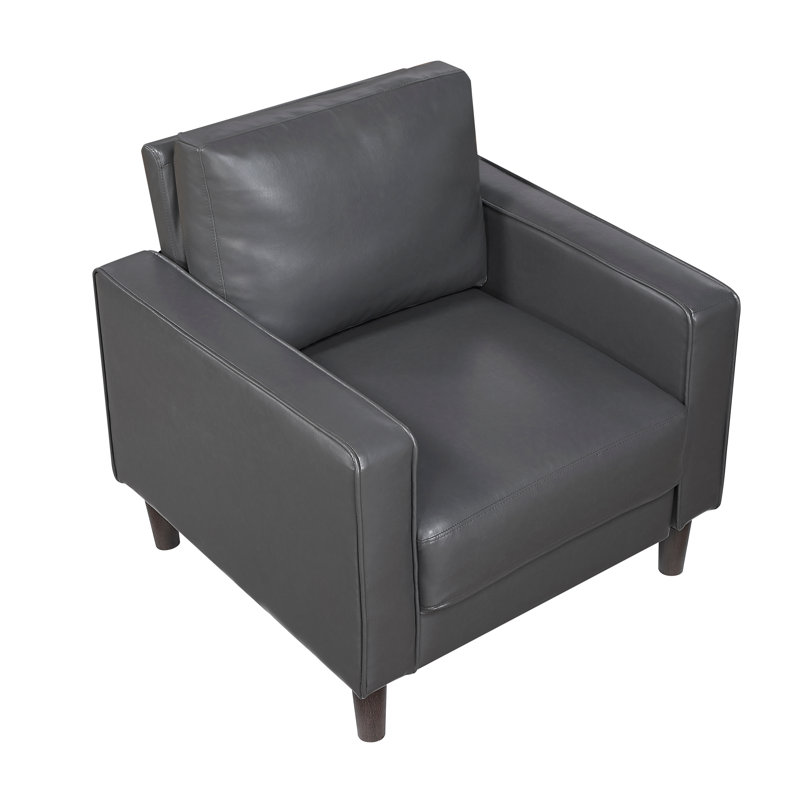 Fauteuil rembourré en similicuir de style moderne gris foncé, Gris foncé
