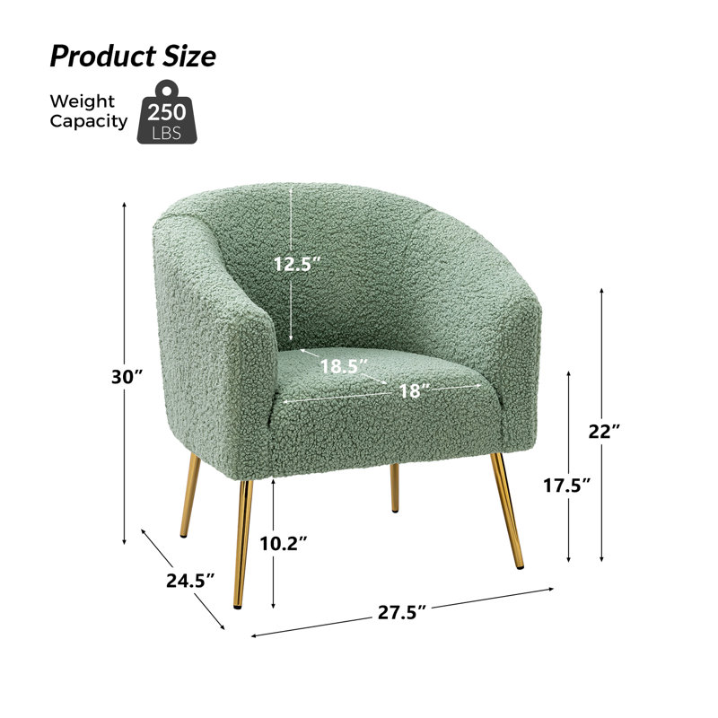 Fauteuil demi-tonneau en polyester 27,5 po Audwin, Sauge 100% polyester
