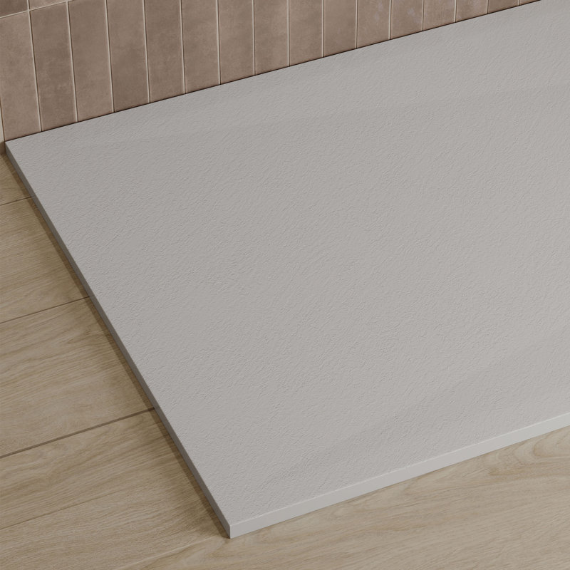 Receveur de douche rectangulaire extra-plat OVE Lenora 122 cm x 91 cm avec bonde latérale dissimulée, blanc uni, Blanc uni
