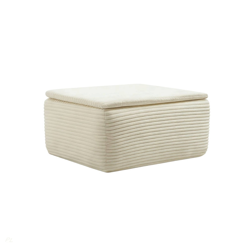 Ottoman Footrest With Removable Washable Cushion, Beige