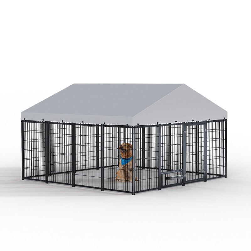Grand enclos pour chien chenil pour l'extérieur, H 75,75 po x l 115,3 po x P 112,91 po