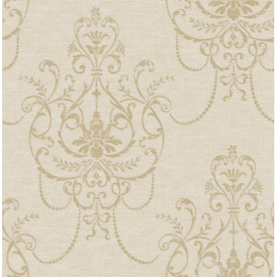 Seabrook Designs Metallic Grey & Lavender Mona Linen Chandelier Unpasted Wallpaper