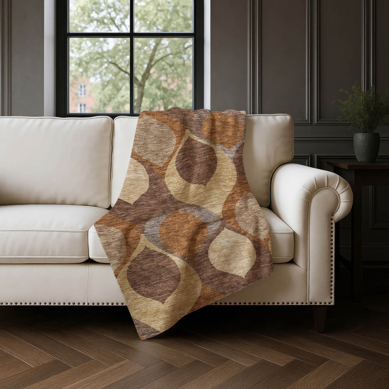 Jeté de style Mid-Century Addison Sherpa ASB749, Cuivre géométrique
