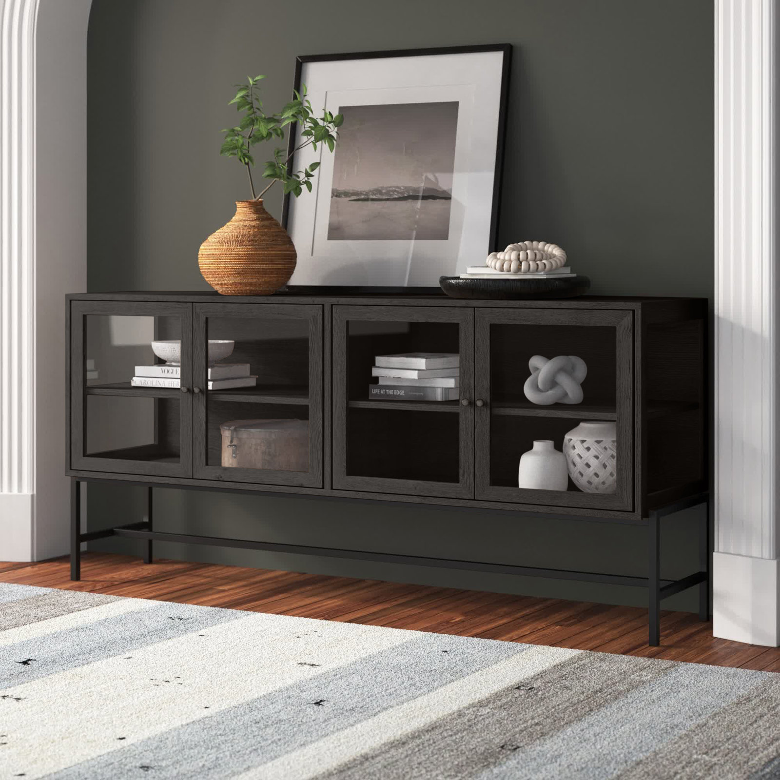 Warner Mango Sideboard, Black/Dark Brown