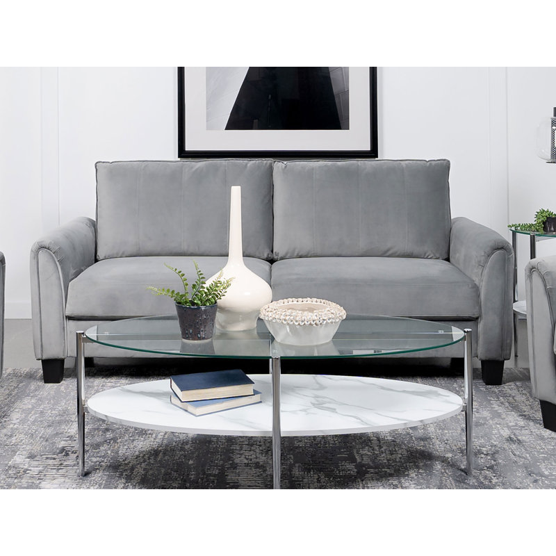 Davis Upholstered Rolled Arm Sofa Grey