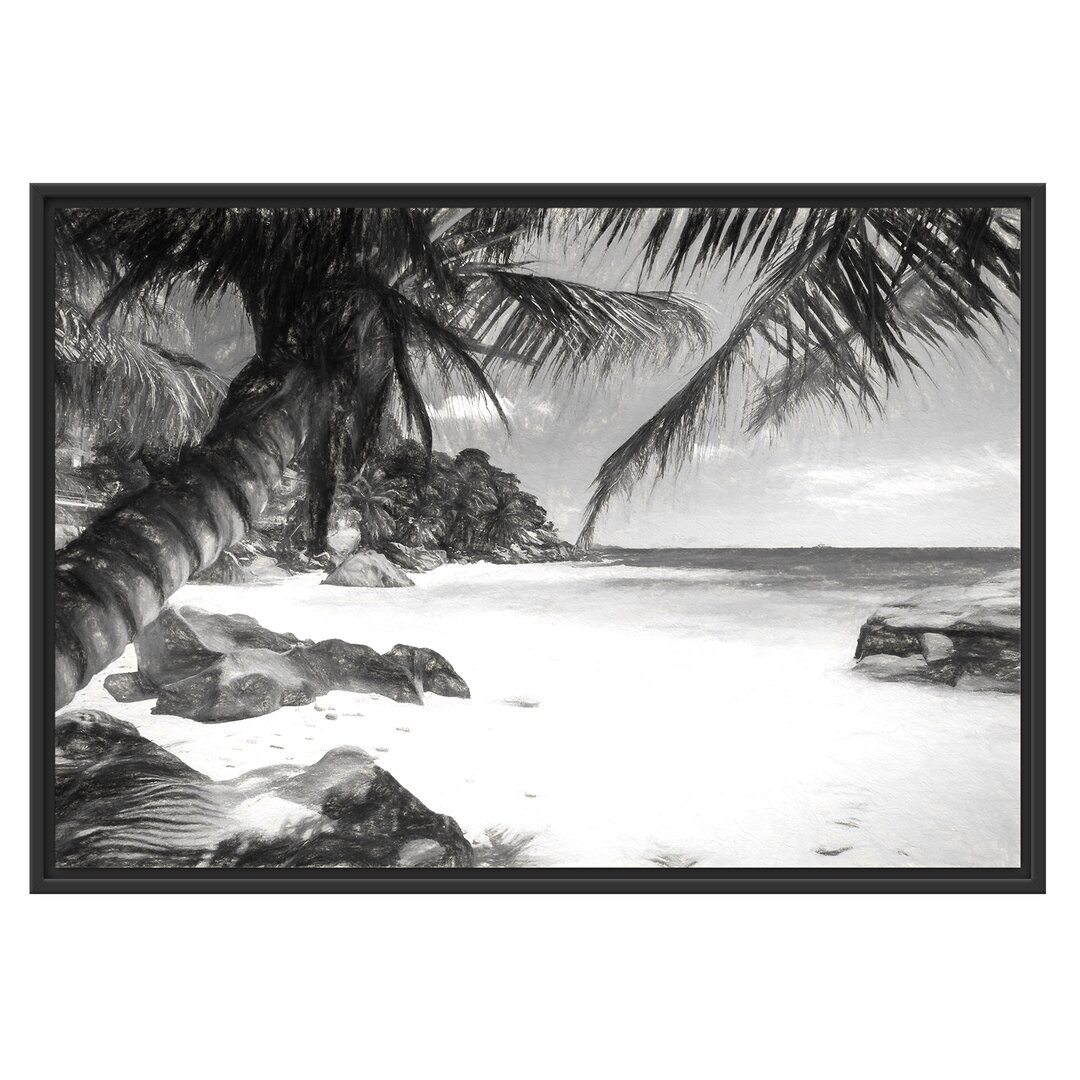 Gerahmtes Wandbild Palmenstrand Seychellen Kunst