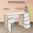 Desk with Drawer and Storage Cabinet, Makeup Vanity Desk with Metal Frame-1696467437