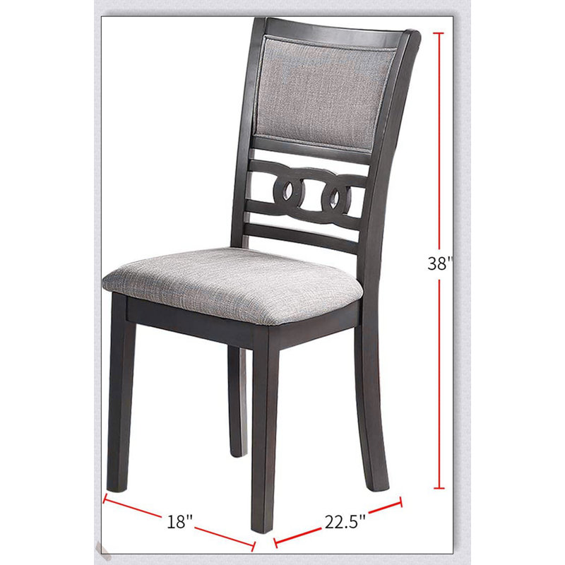 Ensemble de salle à manger contemporain 5 pièces avec table ronde et 4 chaises d'appoint, finition en bois d'hévéa gris, design unique et élégant
