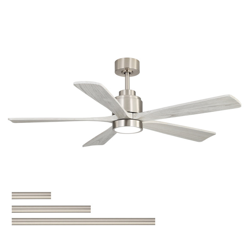Ventilateur de plafond réversible ultra silencieux de 52 pouces avec lumière - DEL à intensité variable, mémoire et minuterie pour grande pièce