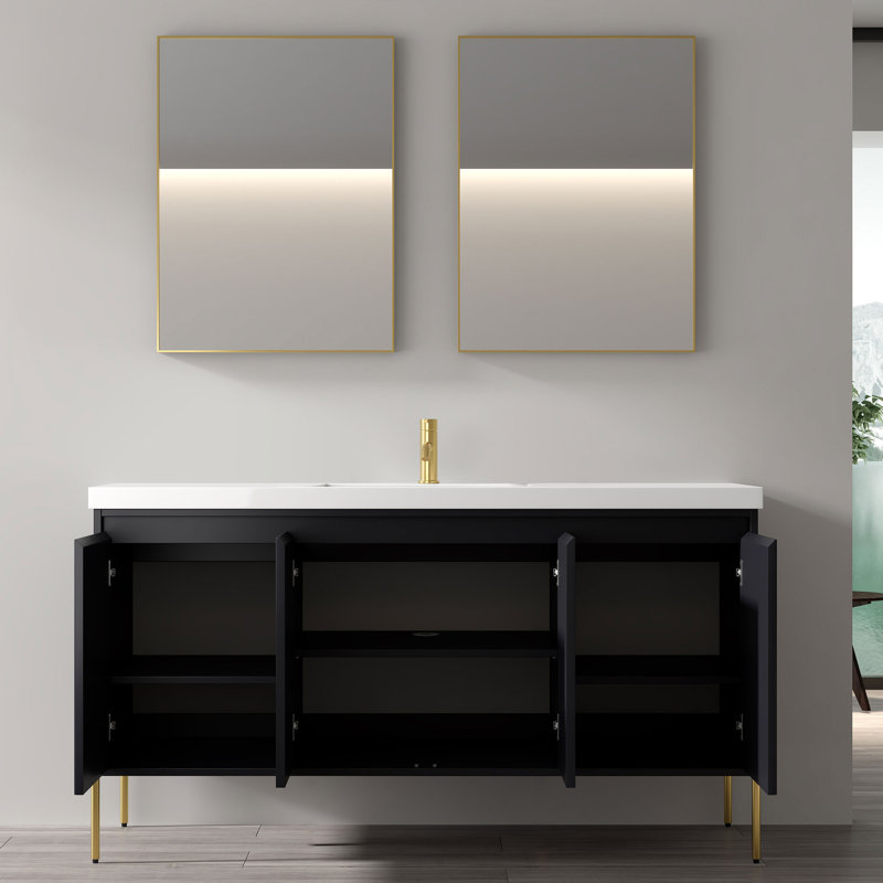 Hollenden 61'' Single Bathroom Vanity with Resin Top, Charcoal