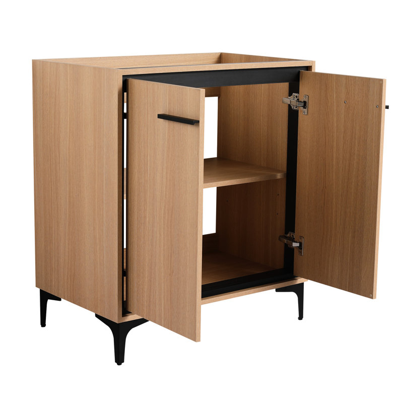 Meuble-lavabo de 30 po, fabrication en bois d'ingénierie, armoire de rangement fonctionnelle, base de meuble-lavabo de style américain 30 po, vaste espace de couleur chêne pour les produits, bois d'ingénierie,