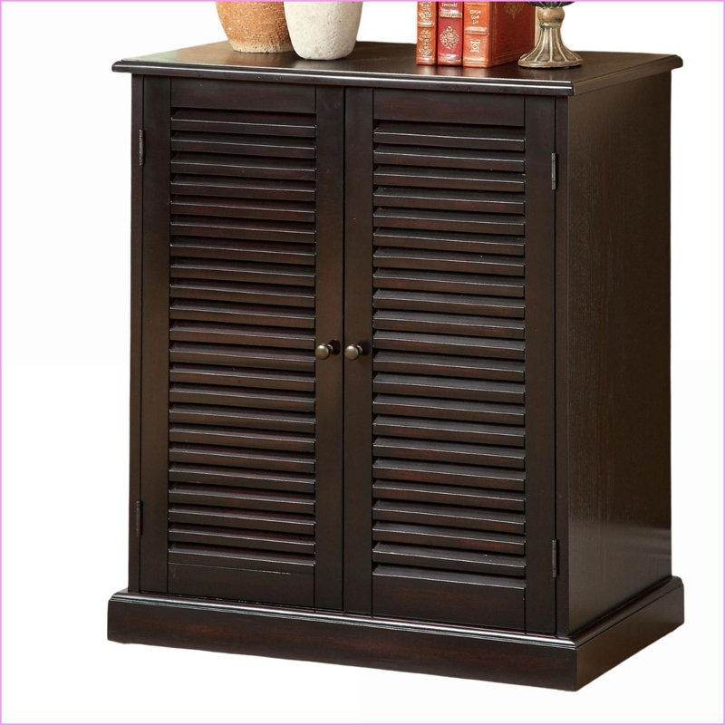 Armoires à chaussures avec tablettes réglables Portes à persiennes, espresso | L 30 po x P 15 po x H 34,5 po | Bois massif | Chambre