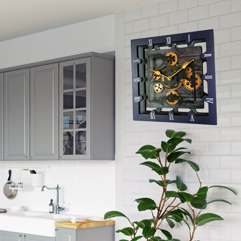 Solid Wood Wall Clock, Carbon/Grey