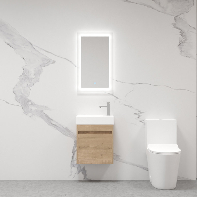 18.1'' Single Bathroom Vanity with Resin Top, Imitative Oak