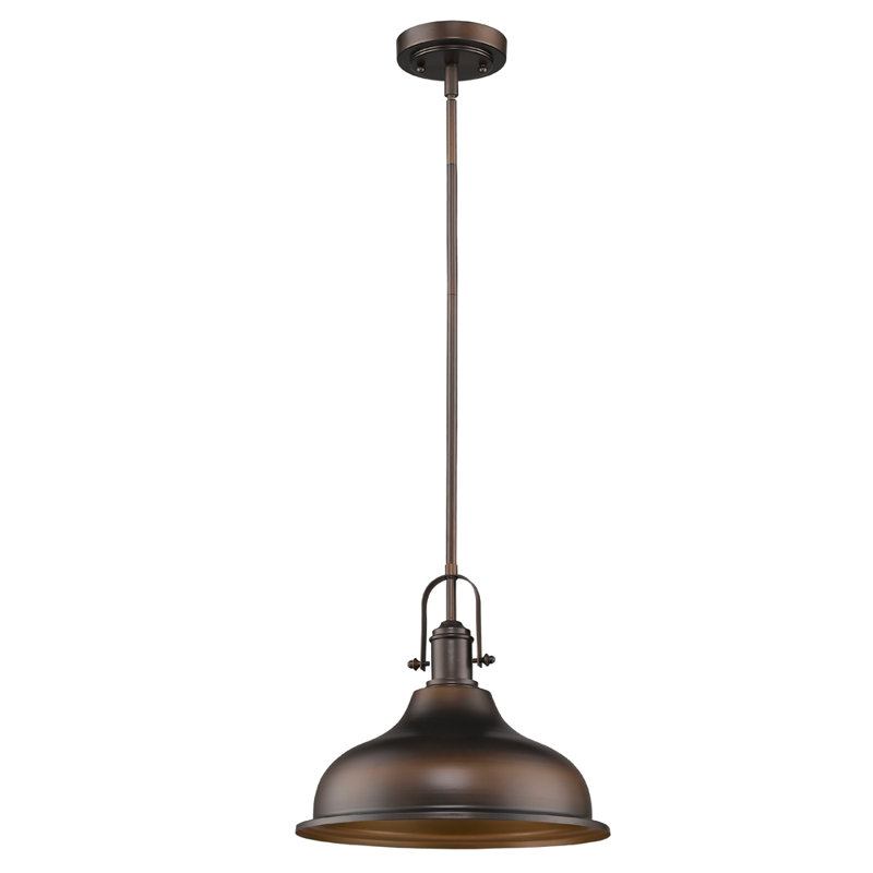 Luminaire suspendu simple en forme de dôme Piccirillo, Bronze huilé