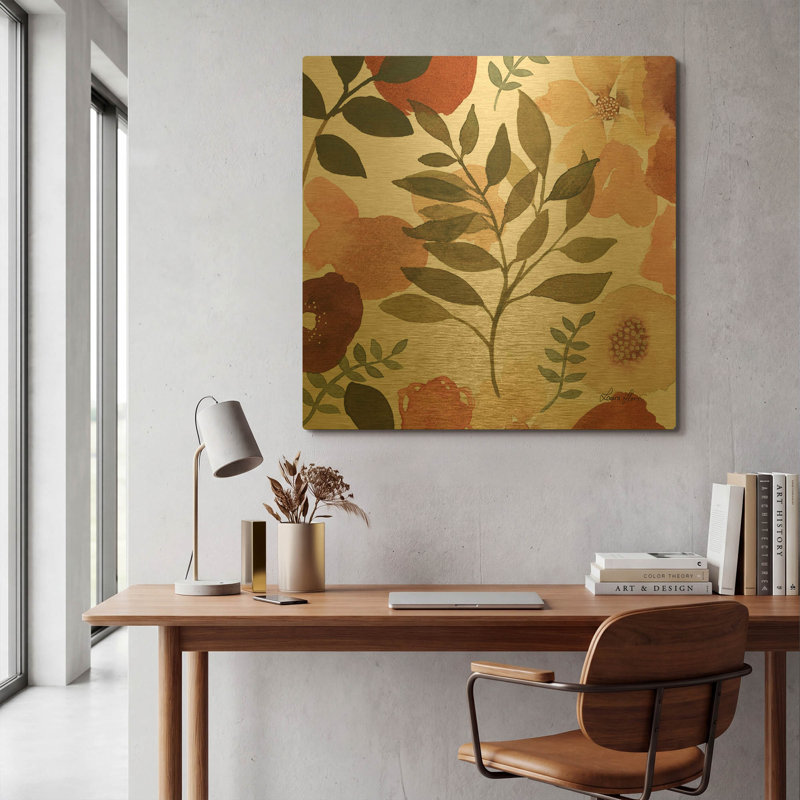«Garden Dance V» par Laura Horn, art mural en métal doré, 36 po x 36 po, 36 po x 36 po