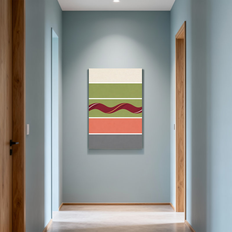 Blocs de couleurs abstraites rayées avec ligne ondulée, H 18 po x l 12 po
