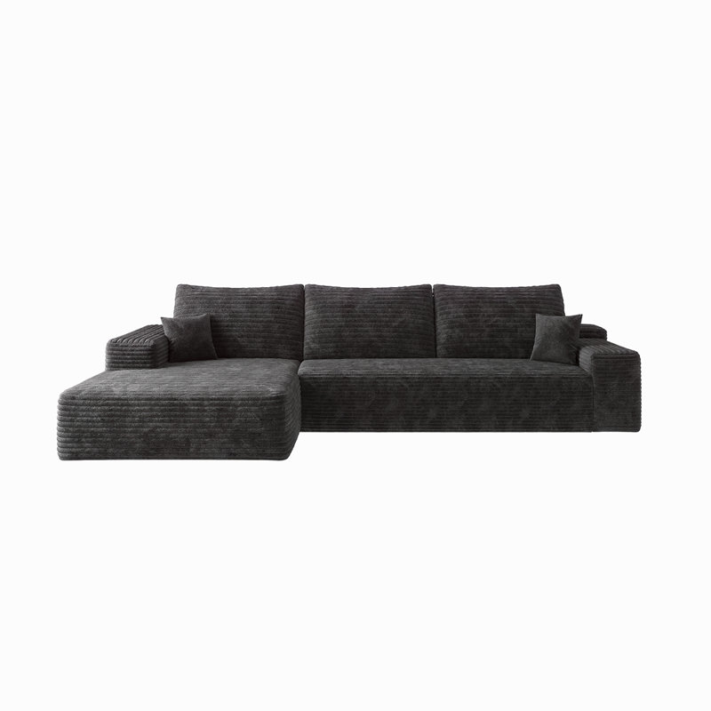 3SEAT-GAUCHE-NOIR-CANAPÉ, Orienté à gauche (vu de face)
