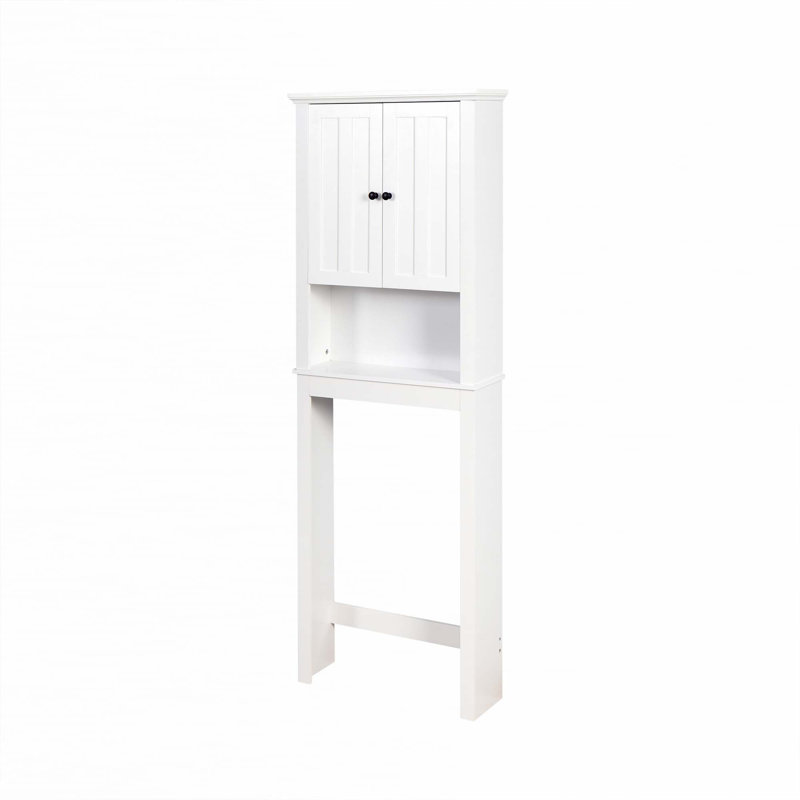 Armoire de rangement de salle de bain en bois au-dessus de la toilette