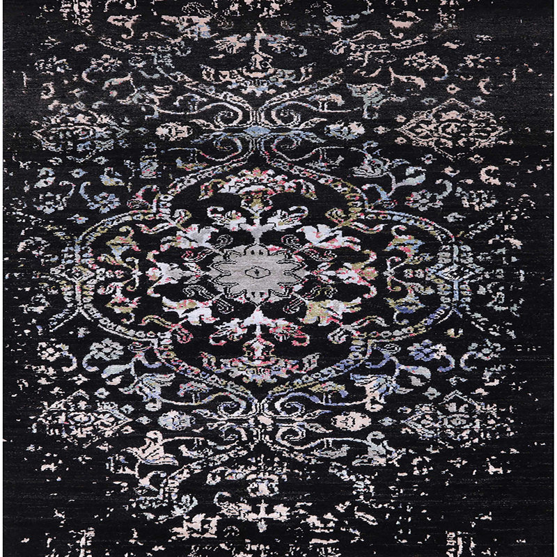 Tapis 100% moderne 2761 de style Mid-Century lavable à la machine, Carré 8 pi