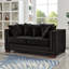 Canapé de salon noir moderne 2 + 3 places, revêtement en velours, accoudoirs carrés, clous argentés, pieds en bois massif à 5 places, accoudoirs avec sièges confortables, housses amovibles, fonction de rangement, ressort-1288107037