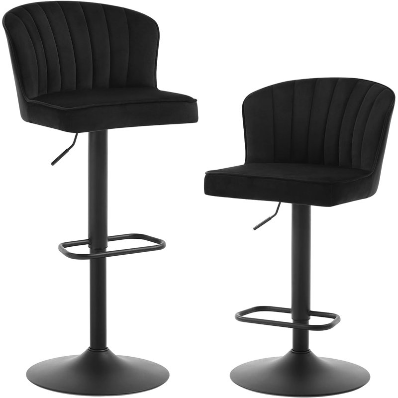 Lorraine Swivel Adjustable Height Counter Stool with Metal Frame, Black