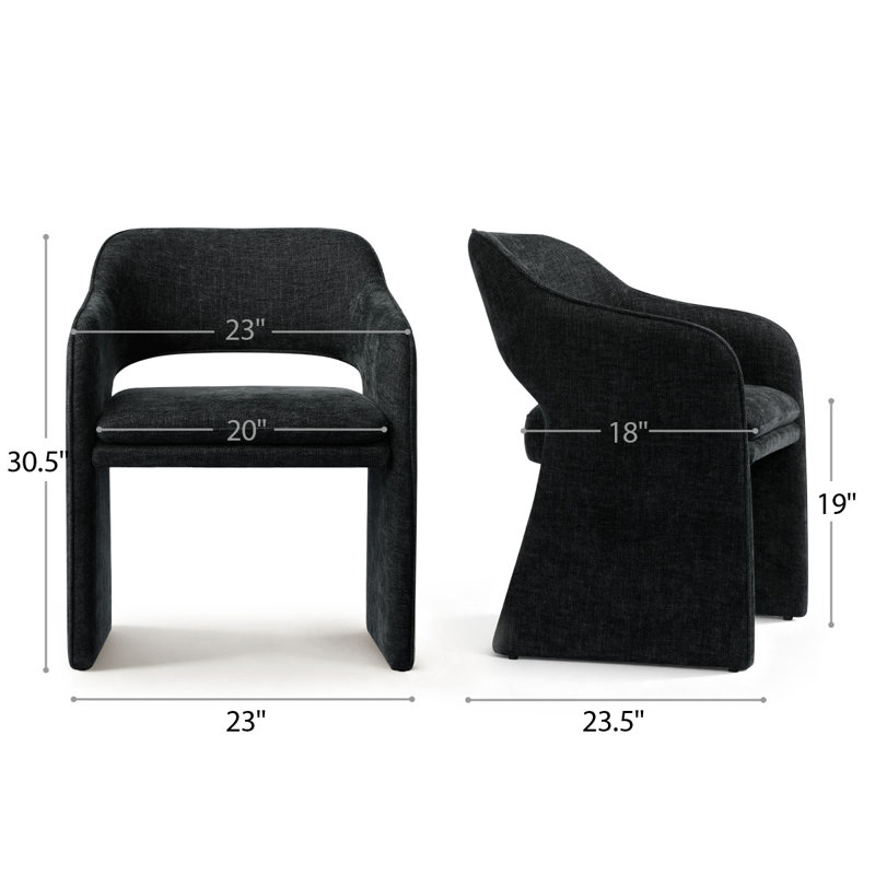 19" Seat Height Upholstered Dining Armchair, Black