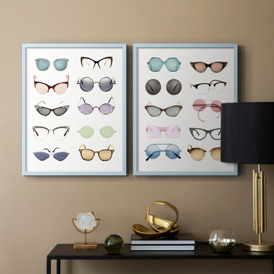 «Vintage Glasses I», reproduction encadrée de qualité supérieure - prête à être accrochée - aucun clou requis - aucun clou requis