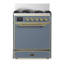 Majestic III Series 30 Inch Dual Fuel Range with 5 Sealed Burners in White (Liquid Propane, Burnished Trim)-178424752-178424765-178424766