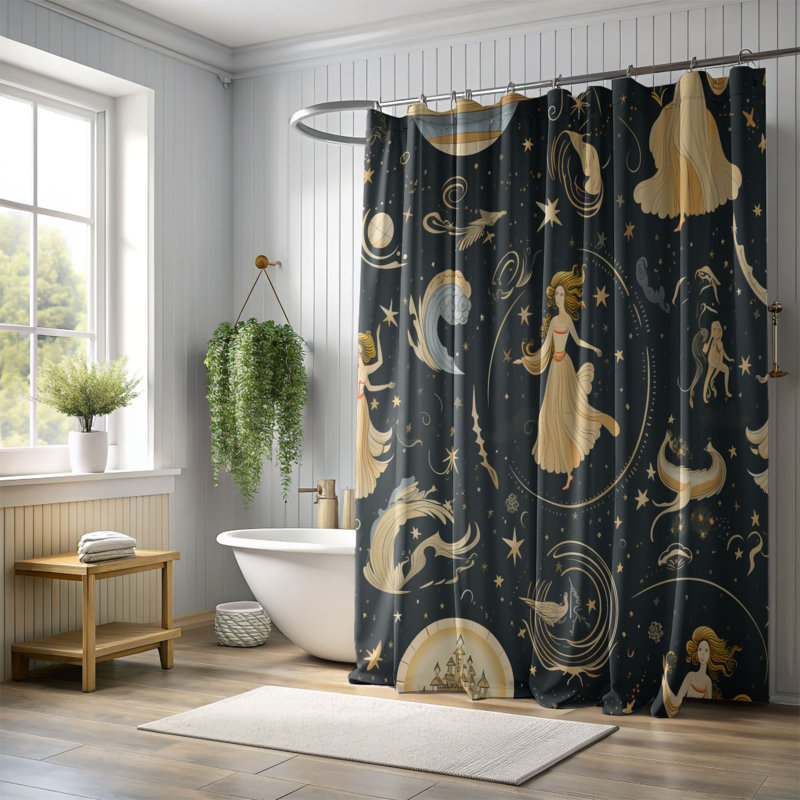 Rideau de douche abstrait Inderpreet, H 74 po x l 71 po