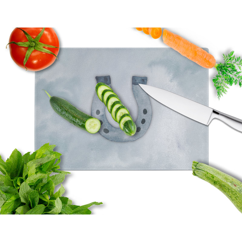 Caroline's Treasures Tempered Glass Horseshoe Watercolor Cutting Board