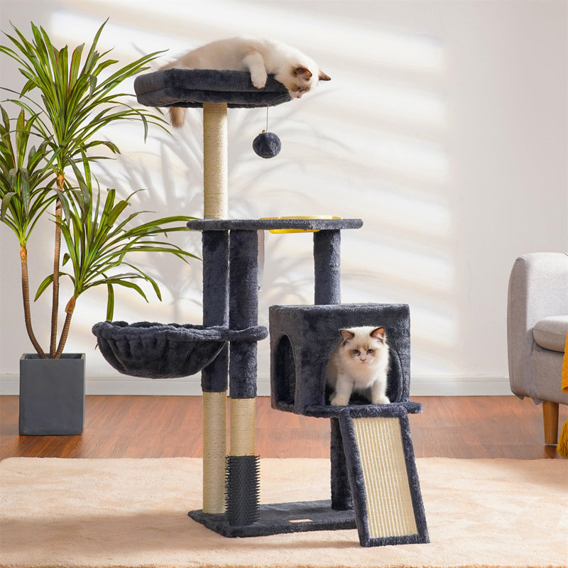 Evalena Cat Tree, 7.09" H x 12.6" W x 17.32" L, Dark Grey