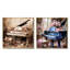 «Vintge Piano Romantic Melody I - Music Piano», ensemble de 2 reproductions d'art sur toile-102587927-102587931