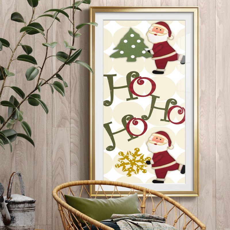 Santa Hoho Ho - Reproduction d'art textuel sur papier encadré, H 22,5 po x l 42,5 po x P 1,5 po, Encadrement doré