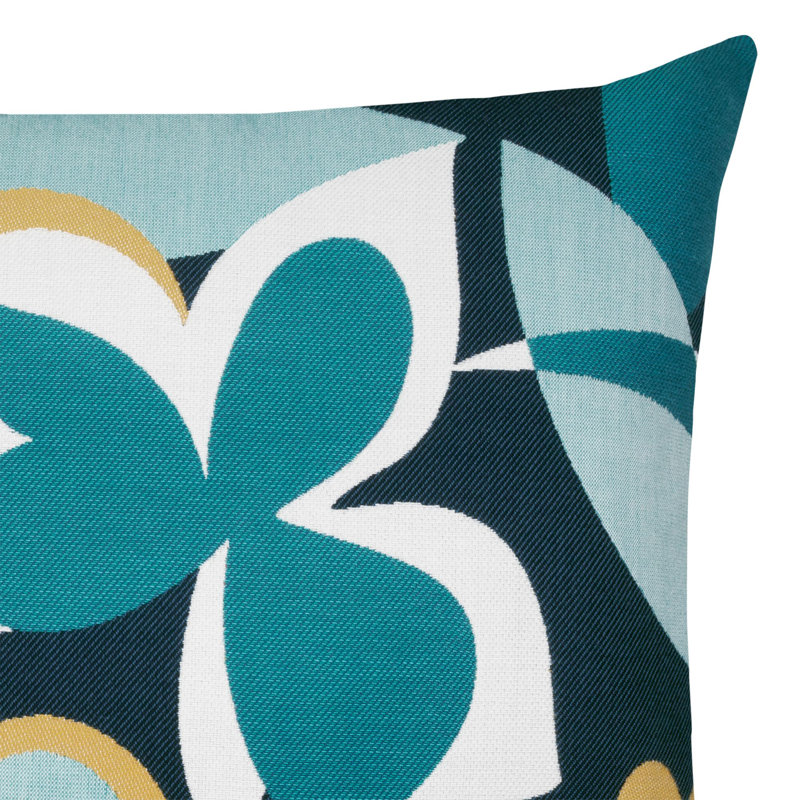 Floral Impact Square Indoor/Outdoor Pillow Cover & Insert, Navy/White/Yellow