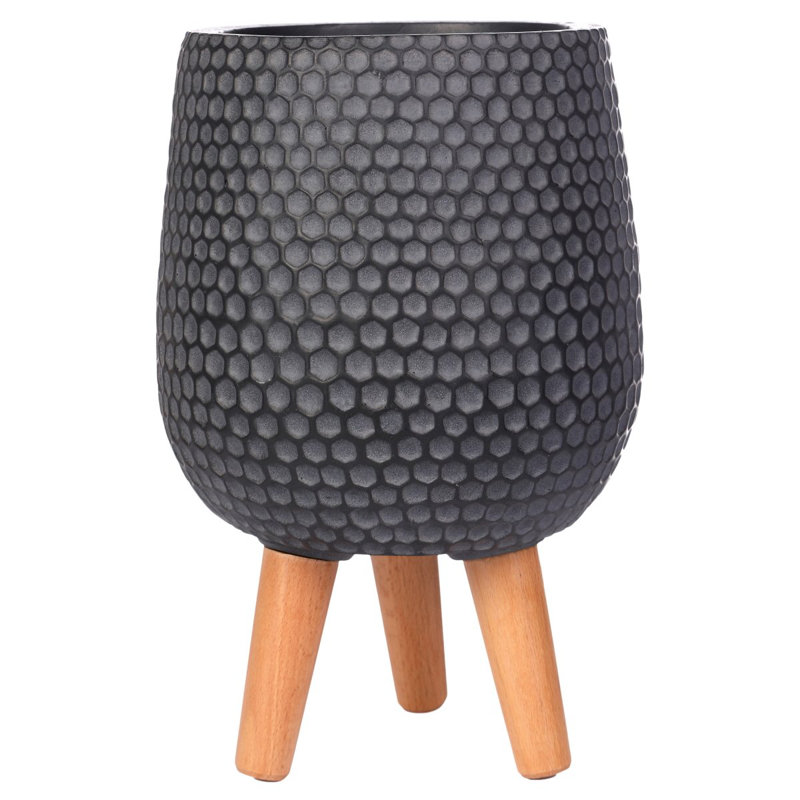 Honeycomb Style Egg Planter with Feet, 34cm H x 22cm W x 22cm D, Black