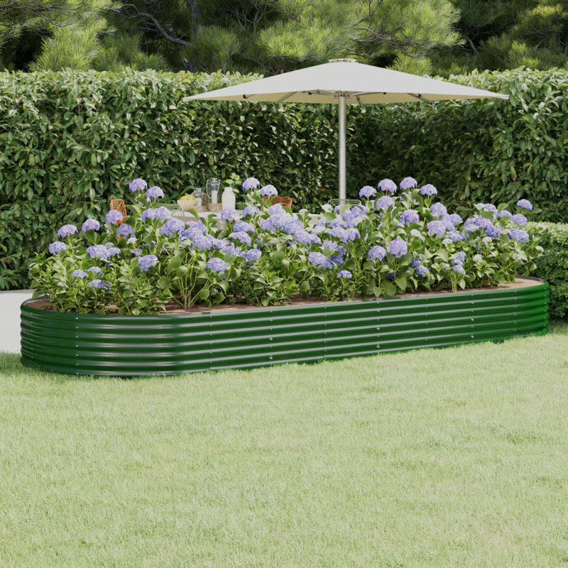 Garden Raised Bed Powder-coated Steel, 36 cm x 373cm x 140cm, Green