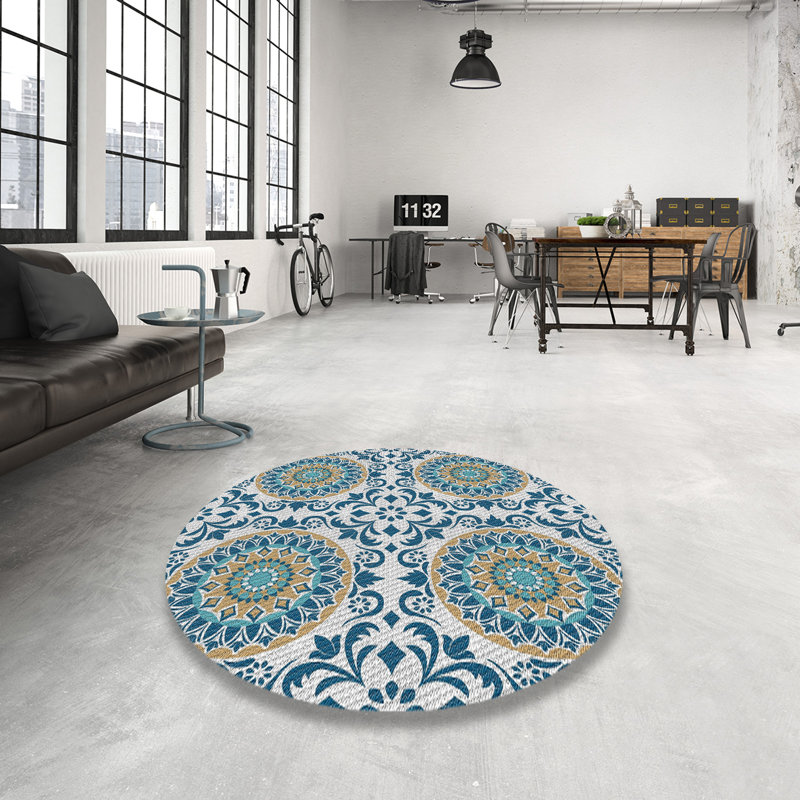 Easter Compton Damask Indoor Rug, Round 7'